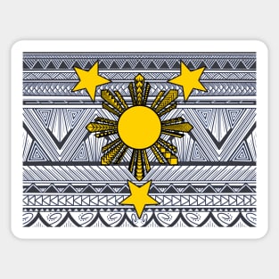 Filipino Sun and Stars with Gray Tribal Background Sticker
